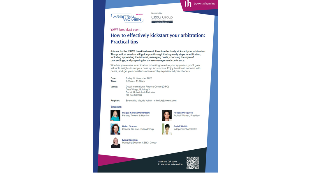 Upcoming YAWP Breakfast at Dubai Arbitration Week 2025: “How to Effectively Kickstart Your Arbitration”