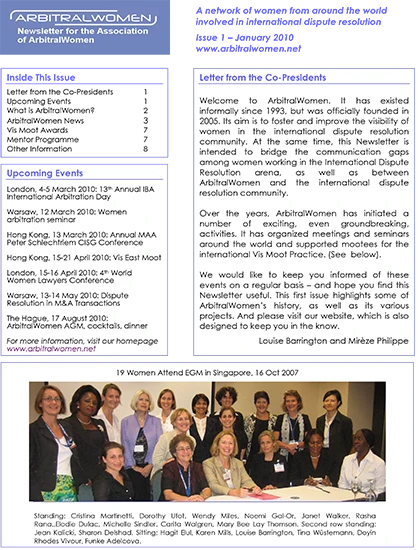 ArbitralWomen Newsletter Issue 1 Cover